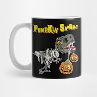 Pumpkin Saurus Funny Halloween Dinosaur Skeleton Mug